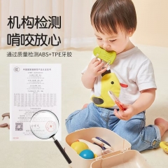 Baby hand cranked bell toy gnawing and biting