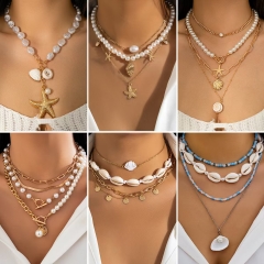 Beaded beach shell necklace