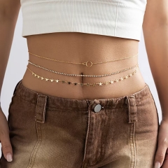 Sexy multi-layer tassel sequin metal waist chain