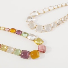 Fashion color blocked jelly necklace earring set