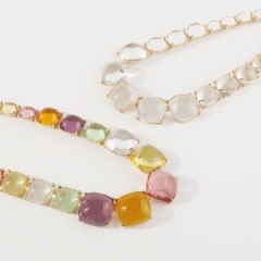 Fashion color blocked jelly necklace earring set
