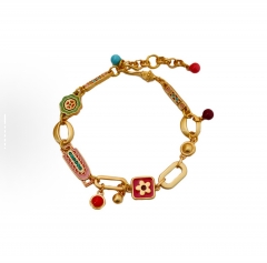 Limited-edition gift box with jewelry and watches. PIARA. New Chinese-style retro autumn and winter accessories. Colorful enamel flowers are spliced. Made of copper. Bracelet. For