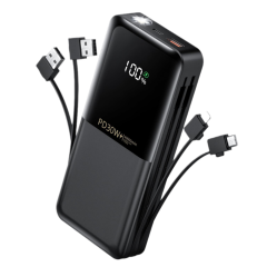 QiSa Power Bank with Built-in USB-C Cable & Plug, 10,000mAh 5V/4.5A Power Bank Fast Charging 22.5W, Travel Essential Battery Pack 3 Output for iPhone 16/15 Series, Samsung Galaxy,