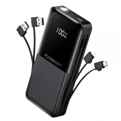 QiSa Power Bank with Built-in USB-C Cable & Plug, 10,000mAh 5V/4.5A Power Bank Fast Charging 22.5W, Travel Essential Battery Pack 3 Output for iPhone 16/15 Series, Samsung Galaxy,