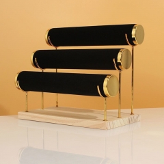 Jewelry stand holder organizer 14.5in Display rotate with Mirror Black enclosed Acrylic Hanging Vintage for Photography 3 tier Necklaces Small Bracelet Rack and storage Box hinges