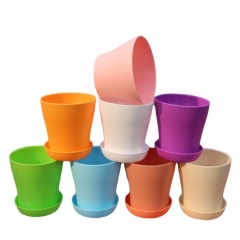 TDHDIKE 10 Pcs Plastic Planters Indoor Pots, Mini Flower Seedlings Nursery Flower Garden Tools Pot with Pallet, Modern Decorative Gardening Containers