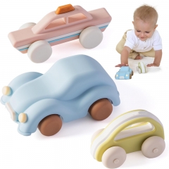 Cross-border Hot-selling Toy Car for Boys, Construction Vehicle, Food-grade Silicone Push-pull Baby Car, Durable Small Car Wholesale