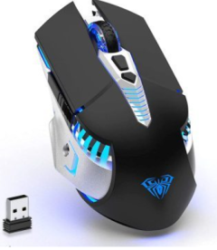 ABC-Bluetooth Mouse, Rechargeable Wireless Gaming Mouse Multi Device(BT 5.0/3.0+USB) with Side Buttons, RGB LED Light up Ergonomic Cordless Computer Mice for Laptop/PC
