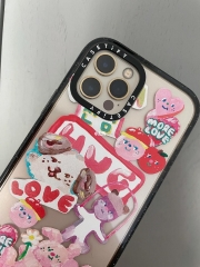 Cute Watercolor Sticker Phone Case, Kawaii Cartoon Animal Print Clear Shockproof Protective Cover for iPhone 16/15/14 Pro Max