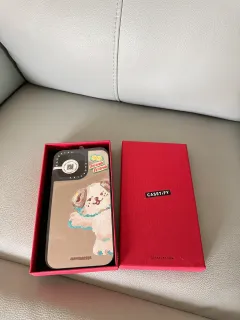 Kawaii Watercolor Puppy Mirror Phone Case, CASETiFY x SLOWCOASTER Anti-Yellow Bumper Cover with Friends Print for iPhone 16/15/14 Pro