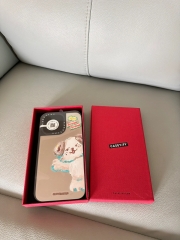 Kawaii Watercolor Puppy Mirror Phone Case, CASETiFY x SLOWCOASTER Anti-Yellow Bumper Cover with Friends Print for iPhone 16/15/14 Pro