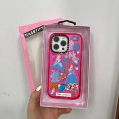 Disney Cinderella x CASETiFY Pink Phone Case, Princess Sticker Print Shockproof Protective Cover for iPhone 16/15/14 Pro Max