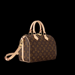 Classic Monogram Boston Handbag, 25cm Designer Tote Bag with Removable Strap, Luxury-Inspired Top Handle Satchel for Women