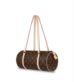 Classic Monogram Cylinder Shoulder Bag, 30cm Barrel Tote with Leather Trim, Luxury-Inspired Handbag for Women