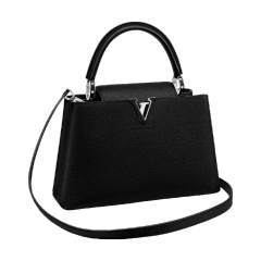 Luxury Black Leather Satchel Handbag, Iconic LV Letter Top Handle Bag with Detachable Strap, Elegant Crossbody Purse for Women