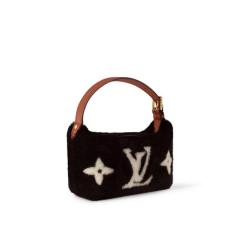 .Classic Monogram Canvas Tote Bag, 32cm Montaigne Style Handbag with Pink Top Handle & Detachable Strap