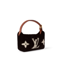 .Classic Monogram Canvas Tote Bag, 32cm Montaigne Style Handbag with Pink Top Handle & Detachable Strap