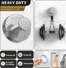 No Drill Suction Cup Hooks, Waterproof Heavy Duty Wall Hooks, Removable Reusable Hanger for Bathroom Kitchen Door
