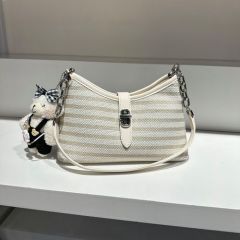 Summer Casual Striped Woven Hobo Bag, Lightweight Crossbody Purse for Women