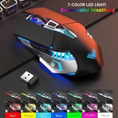 Jia Rechargeable, Bluetooth Gaming Mouse, BT5.0/BT3.0, USB Receiver, Multi-Device, Ergonomic, Side Buttons, RGB Lighting, Compatible with Laptop/PC/iPad/Mac