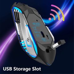 RGB Wireless Gaming Mouse Rechargeable Bluetooth Multi Device Mouse BT5.0+BT3.0 USB, Ergonomic Cordless Mice with Side Buttons for MacBook iPad PC Laptop Tablet, Black